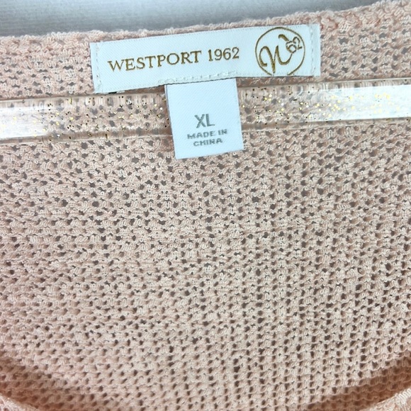 WESTPORT 1962 |🌸 Pale Pink Loose Knit Lace Trim Oversized Short Sleeve Sweater - Picture 6 of 7